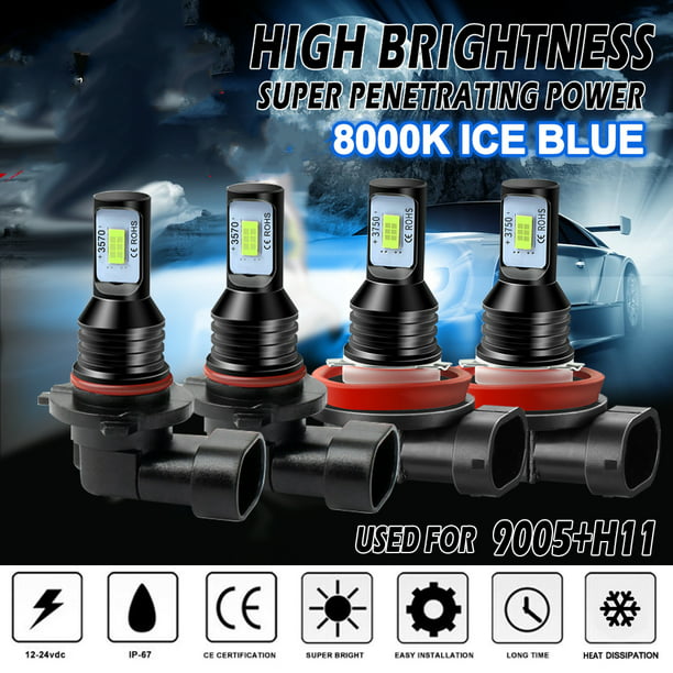 H11 LED Headlight Super Bright Bulbs Kit HIGH/LOW Beam 8000K Ice Blue